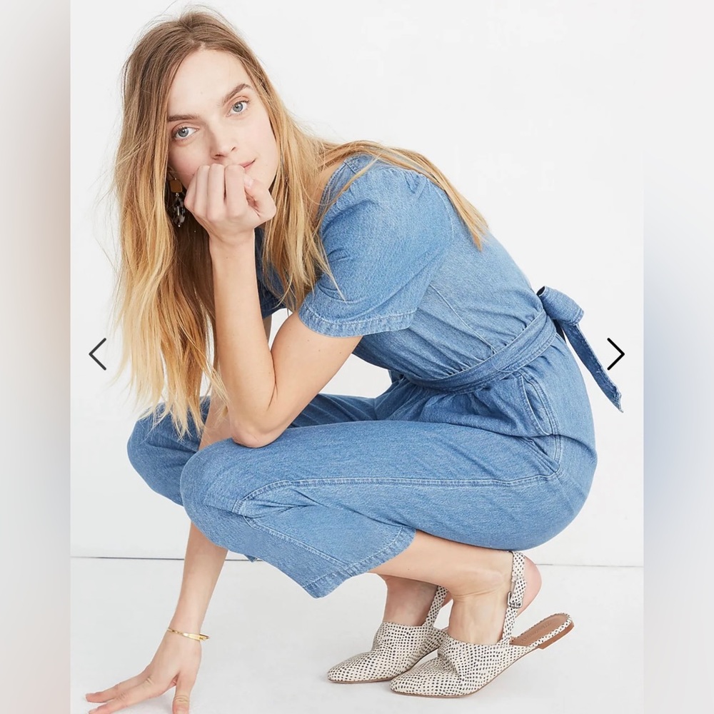 Madewell Denim Puff-Sleeve Denim Jumpsuit Size 8 NWT